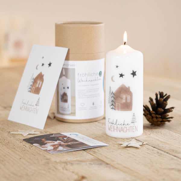 Weihnachtskerze inkl. Geschenkbox und Grußkarte