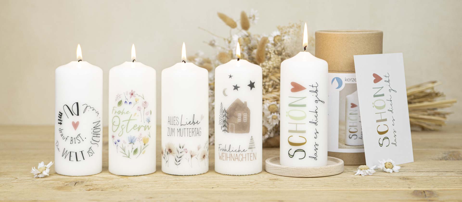 Geschenkkerzen zu unterschiedlichen Anlässen für Wiederverkäufer