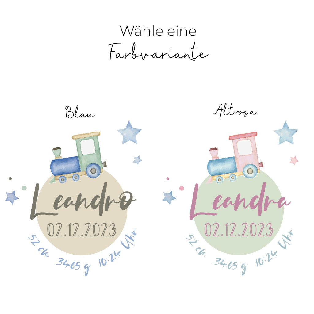 Taufkerze Zug Leandro in zwei verschiedenen Farbvarianten