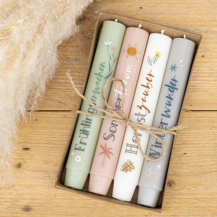 Stabkerzen-Set 4 Jahreszeiten als Kerzen-Geschenkset von Kerzenonkel