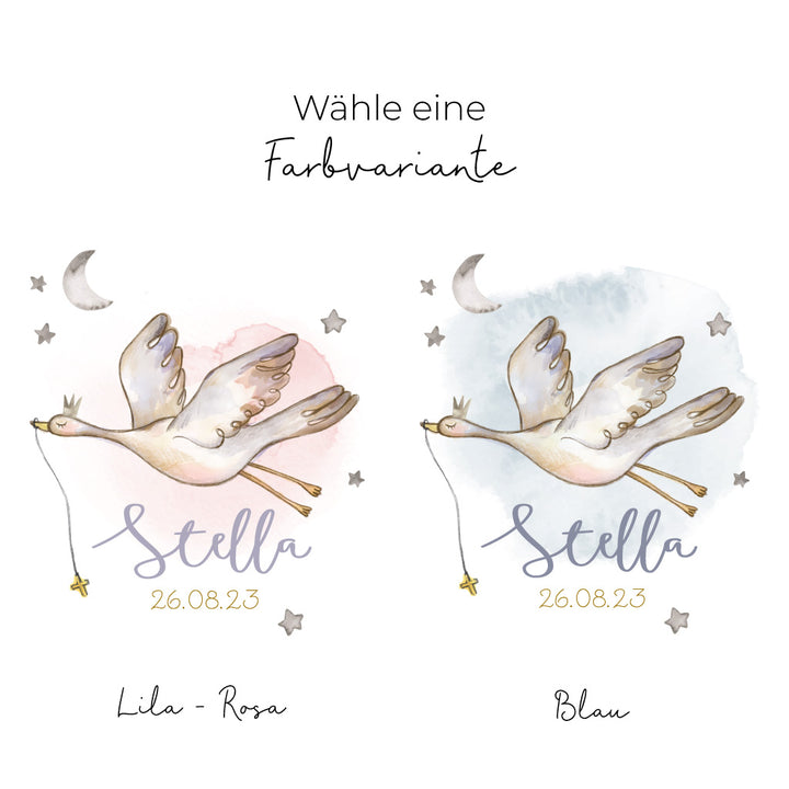 Taufkerze Schwan in zwei Farbwelten: Lila-Rosa und Blau