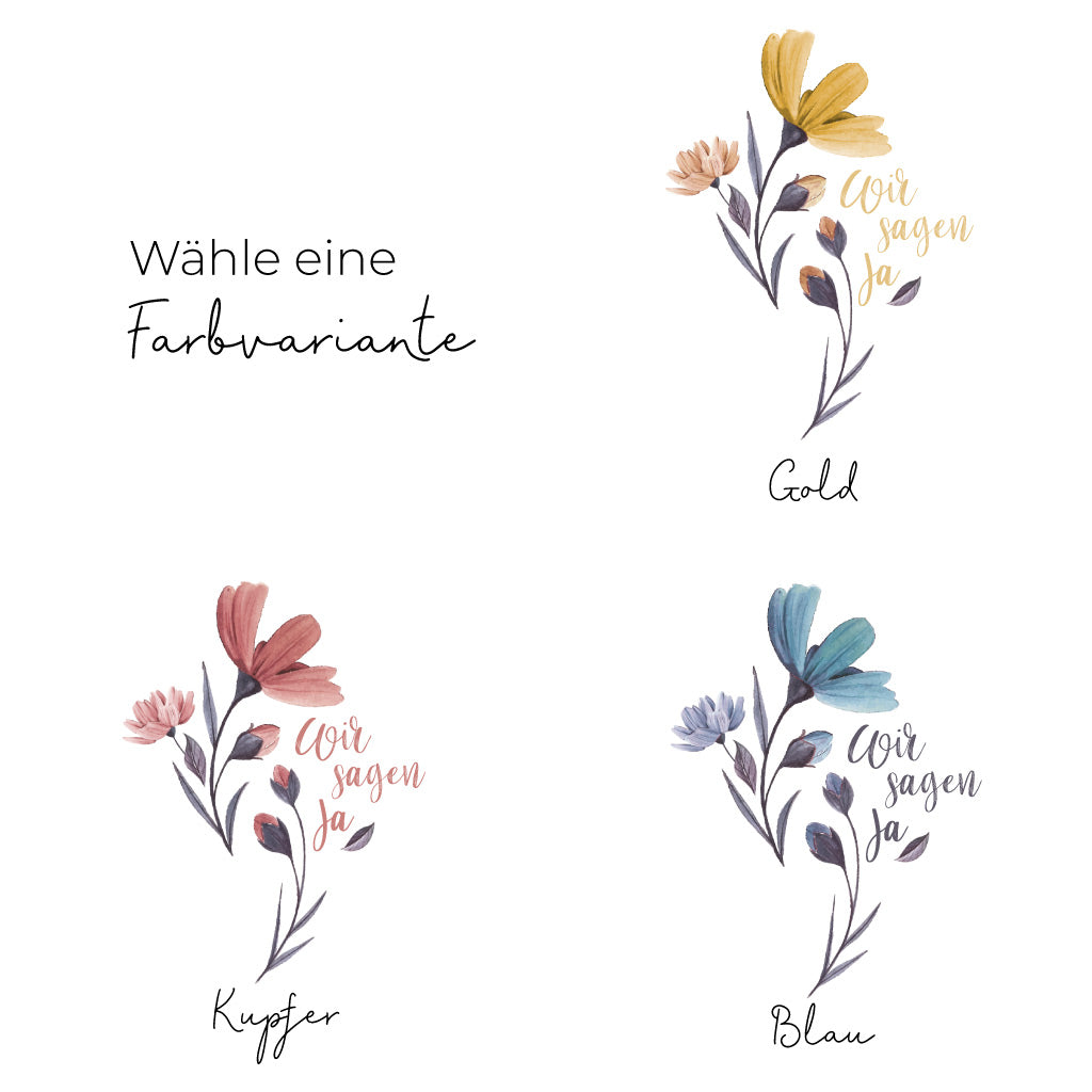 Hochzeitskerze Wir sagen Ja in drei Farbvarianten