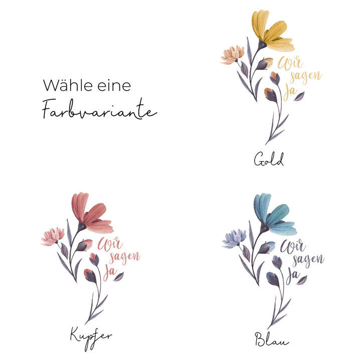 Hochzeitskerze Wir sagen Ja in drei Farbvarianten