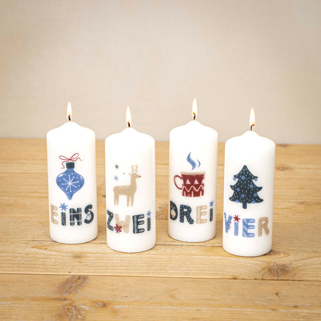 Adventskerzen mit Zahlen - Hygge