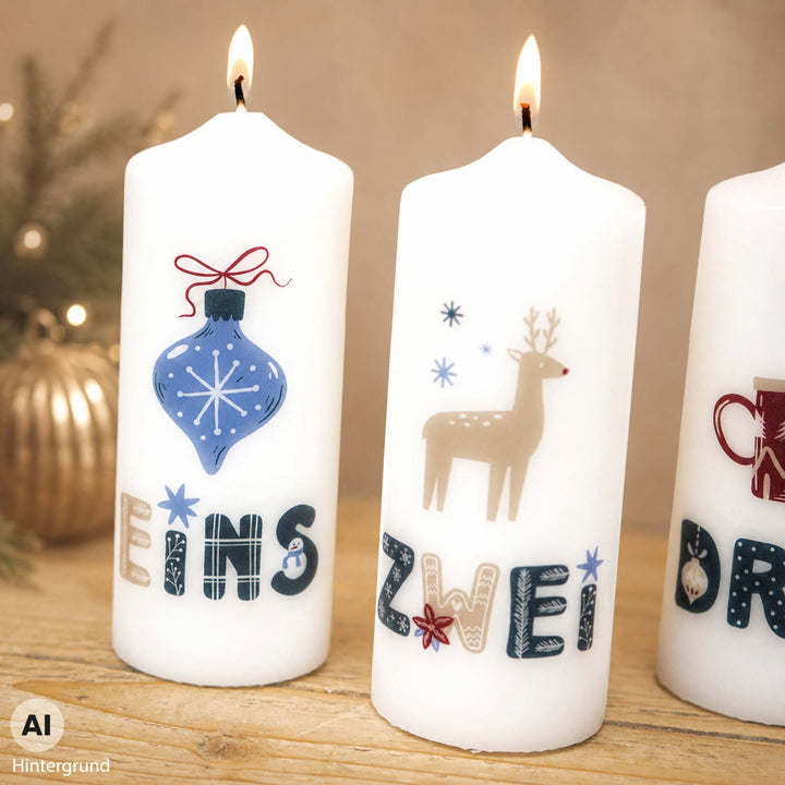 Adventskerzen mit Zahlen - Hygge