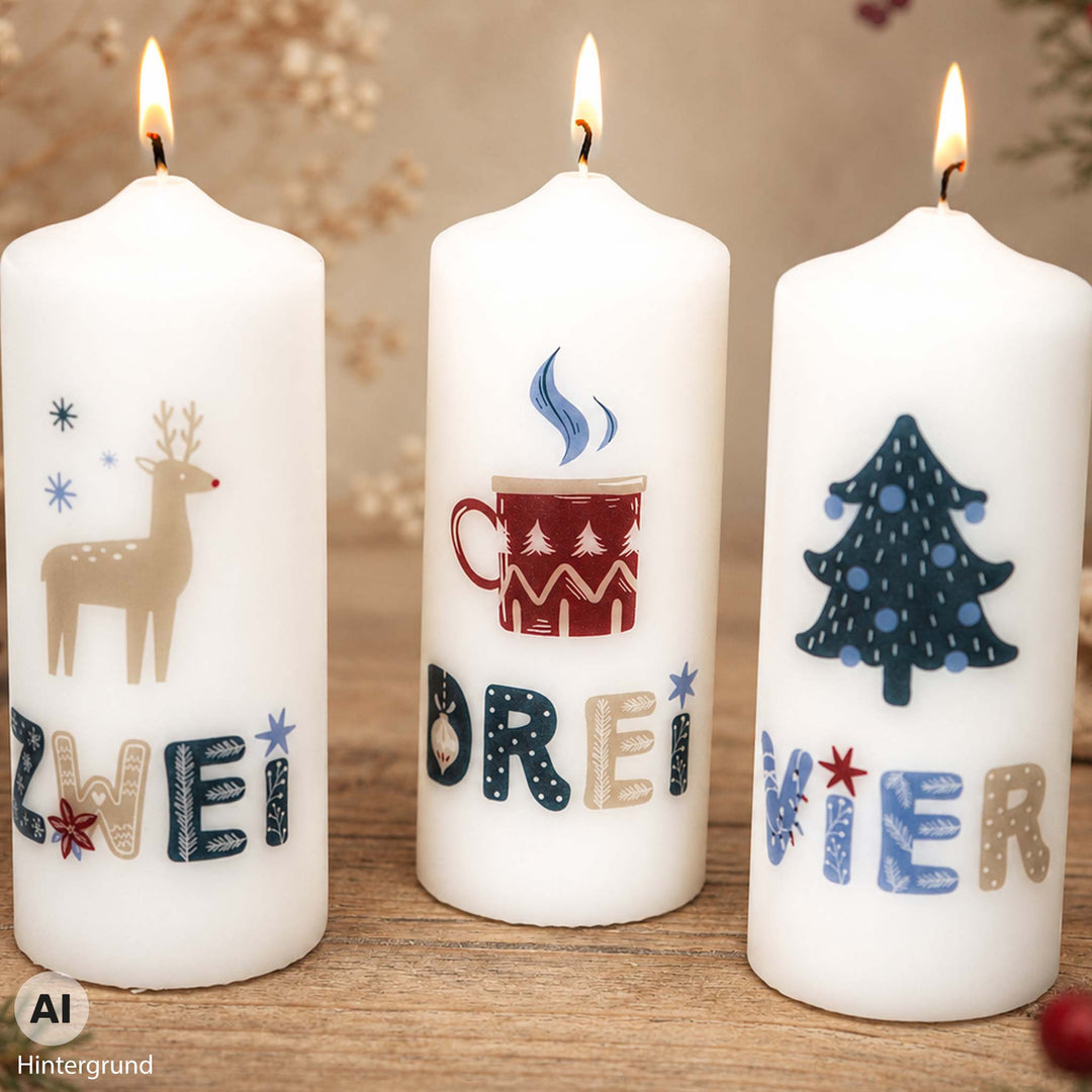 Adventskerzen mit Zahlen - Hygge