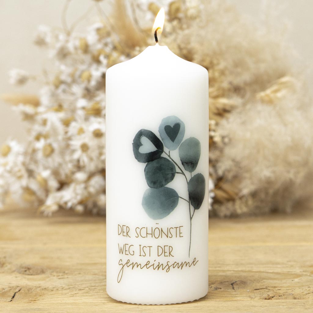 Dankeschön Geschenk Kerze zur Hochzeit mit Herzen