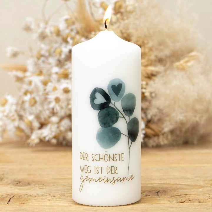 Dankeschön Geschenk Kerze zur Hochzeit mit Herzen