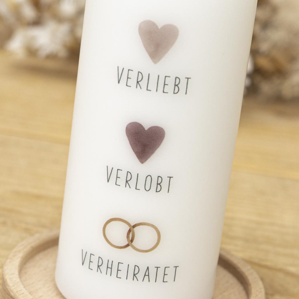 Geschenkkerze zur Hochzeit mit Herzen
