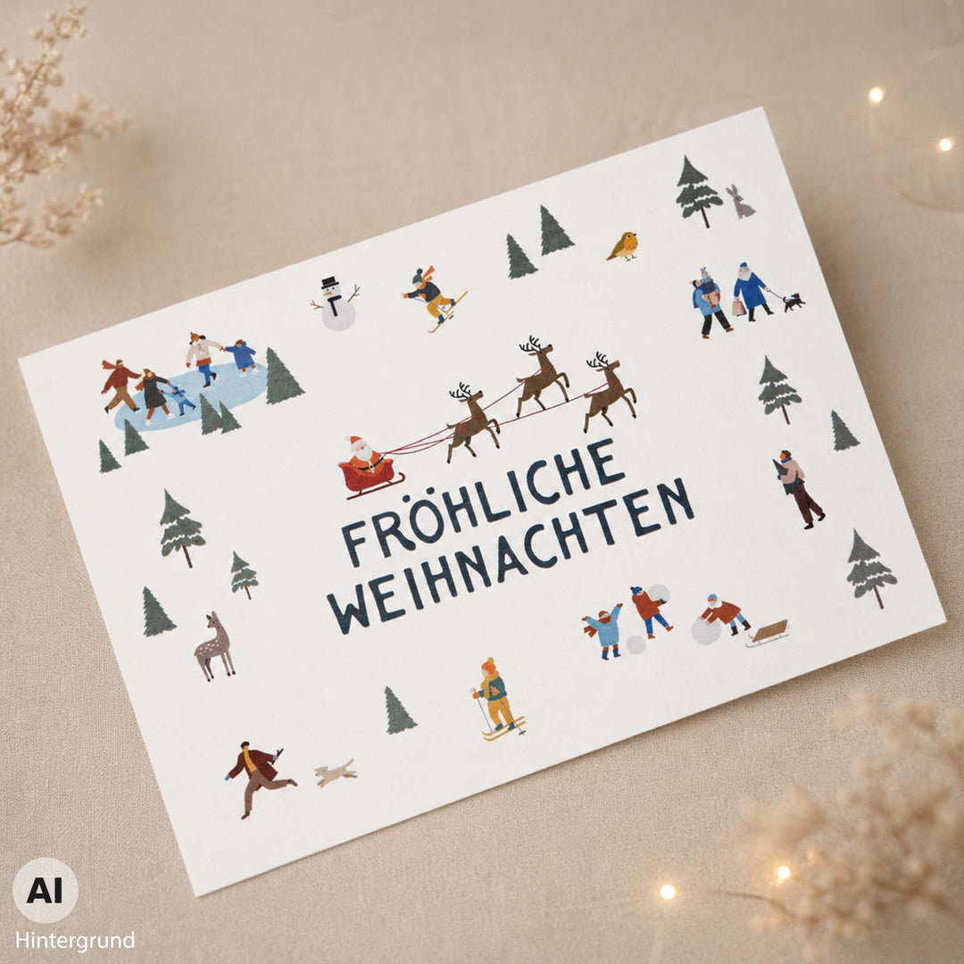Grußkarte „Advent - Wimmelbild“ – Weihnachtskarte, DIN A6