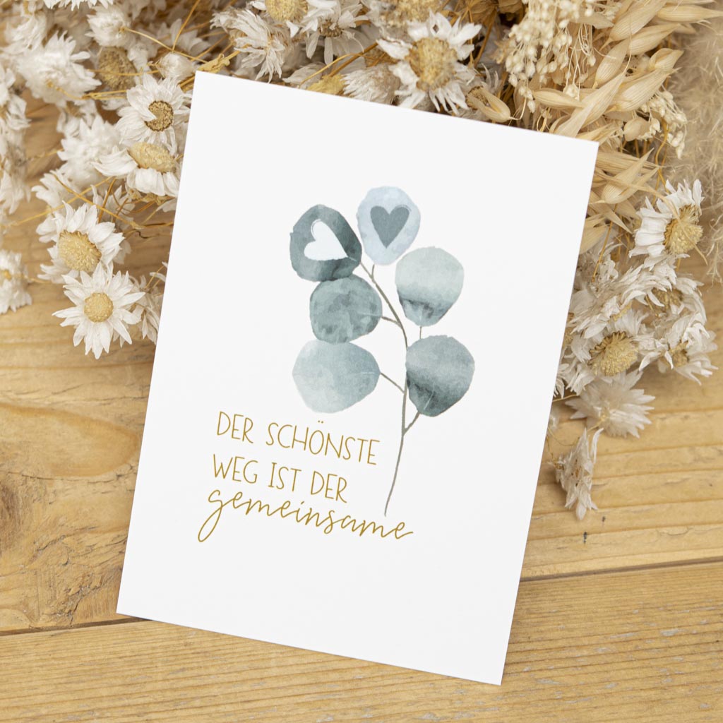 Grußkarte zur Hochzeit passend zur Geschenkkerze Der schönste Weg