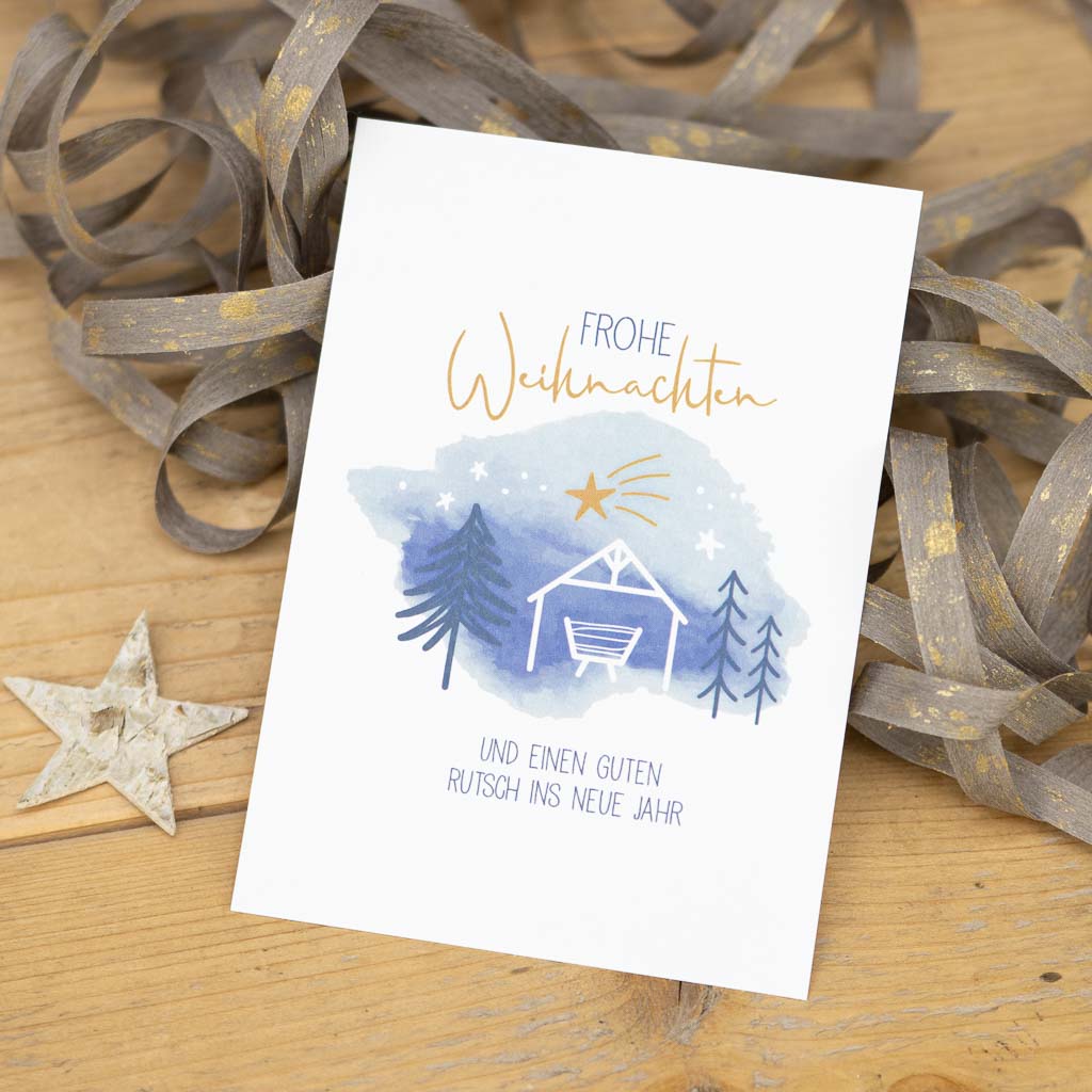 Grußkarte Weihnachten Krippe
