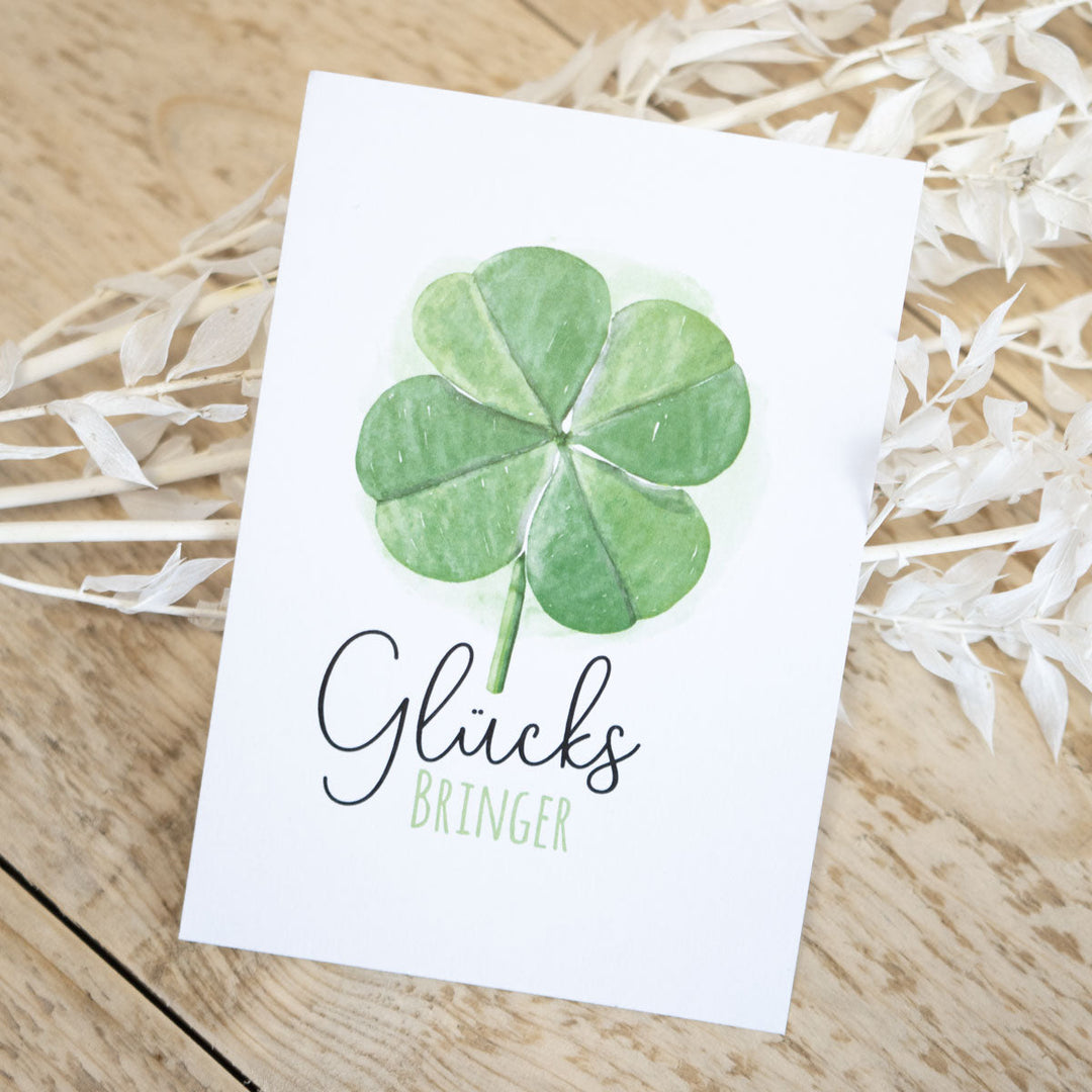Grußkarte „Glücksbringer Kleeblatt“ – Grußkarte für zwischendurch, DIN A6