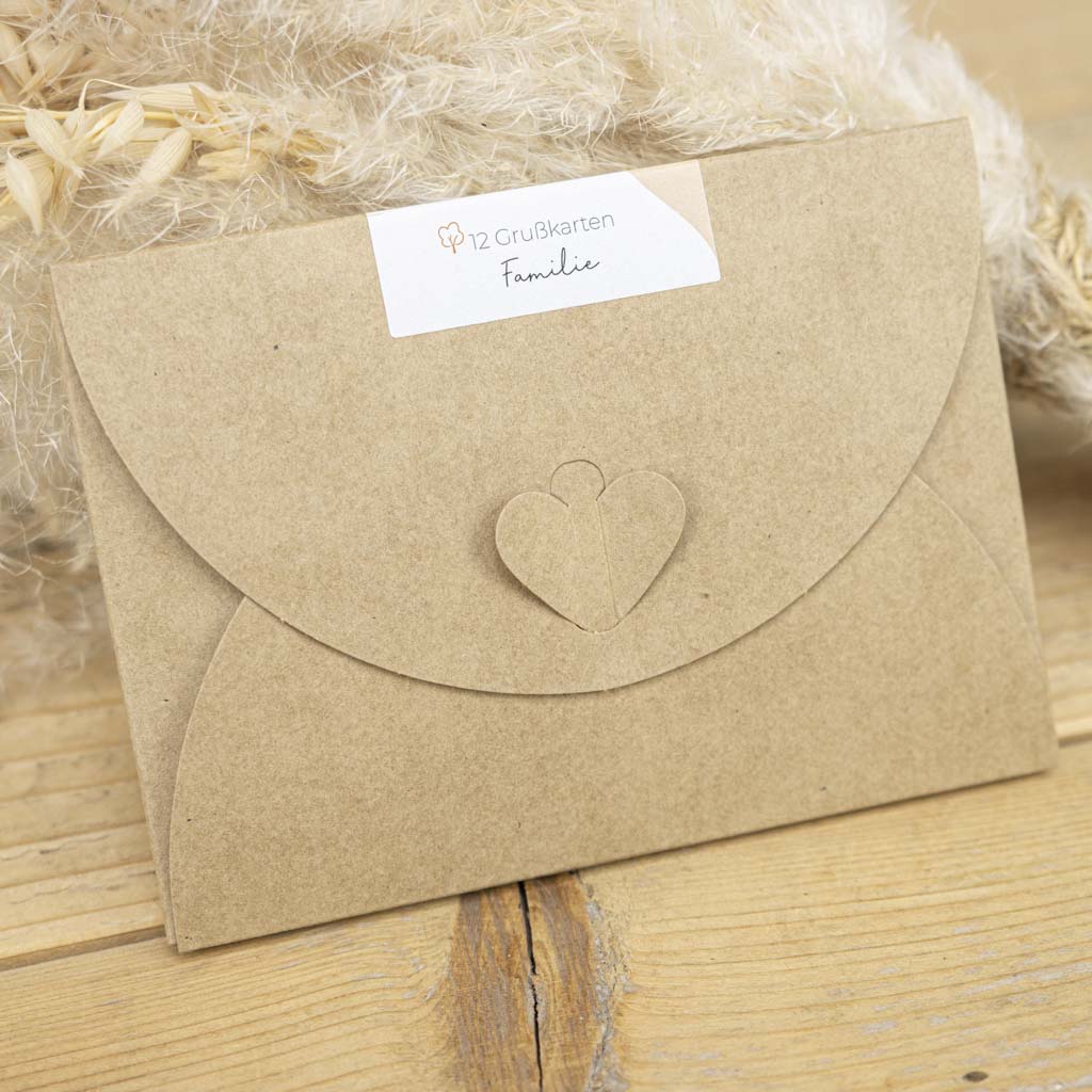 12 Karten in Geschenkverpackung aus Kraftpapier