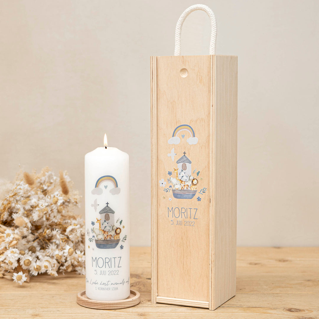 Kerzenbox Holz Taufkerze Moritz