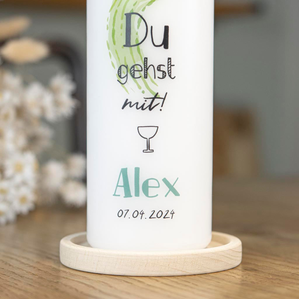 Kommunionkerze Du gehst mit mit Kelch-Motiv