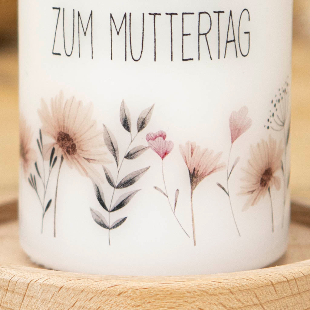 Geschenk Muttertag Kerze Blumen