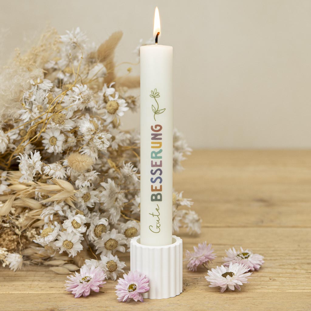 Stabkerze Gute Besserung in Creme