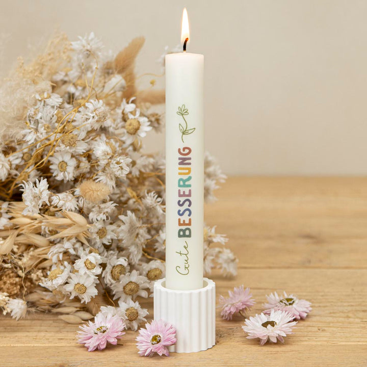 Stabkerze Gute Besserung in Creme