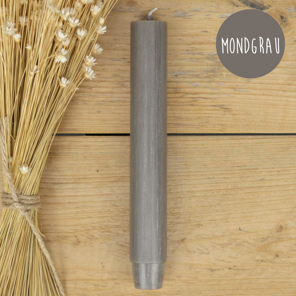Stabkerze Mondgrau – elegantes Grau für schlichte Dekoration