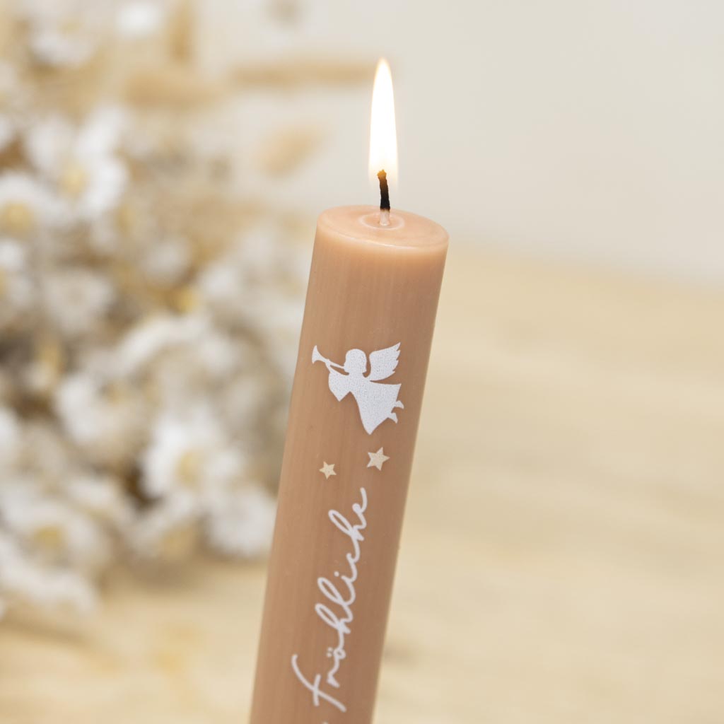 Stabkerze mit Engel und Sternen als Weihnachtsgeschenk