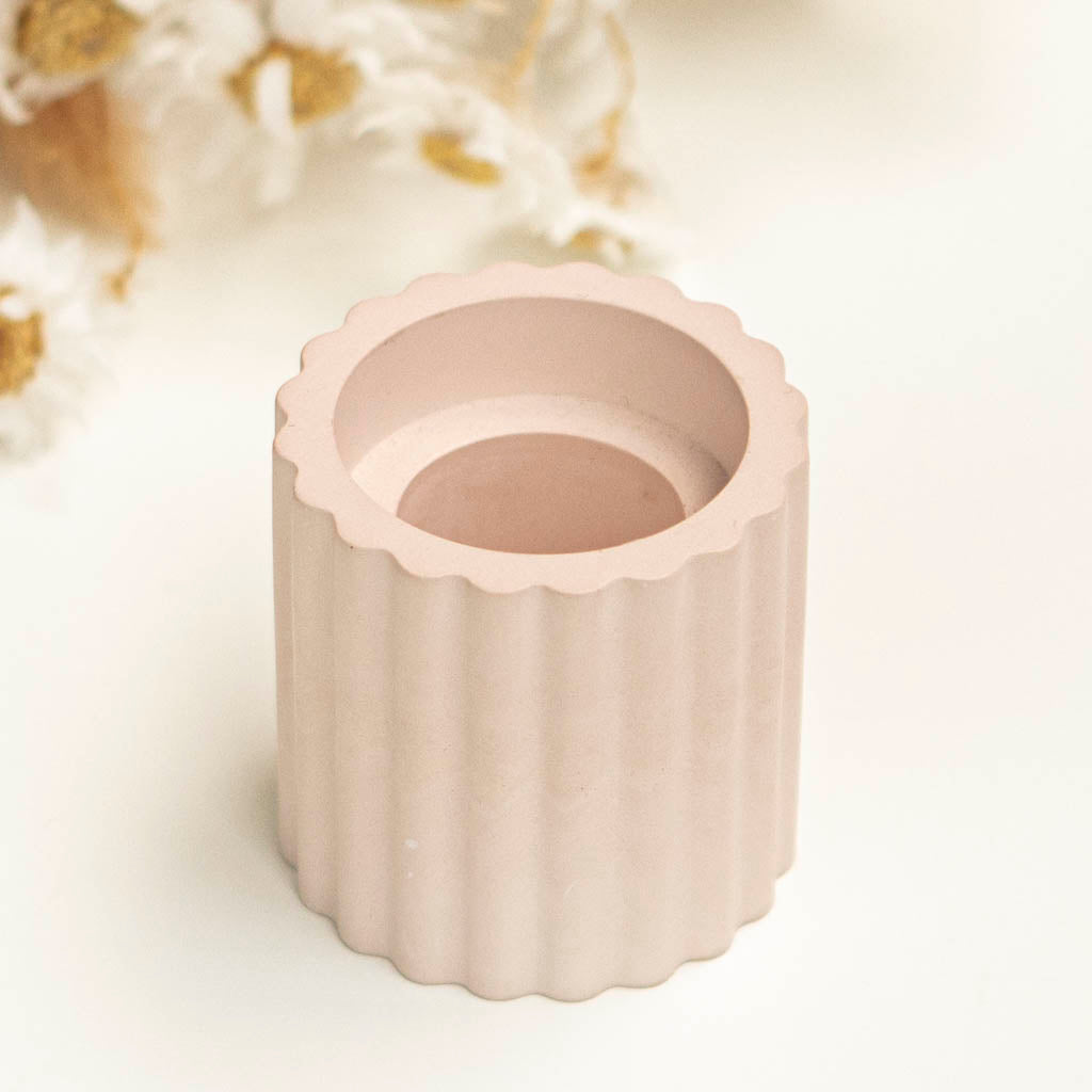 Stabkerzenhalter geriffelt in Apricot