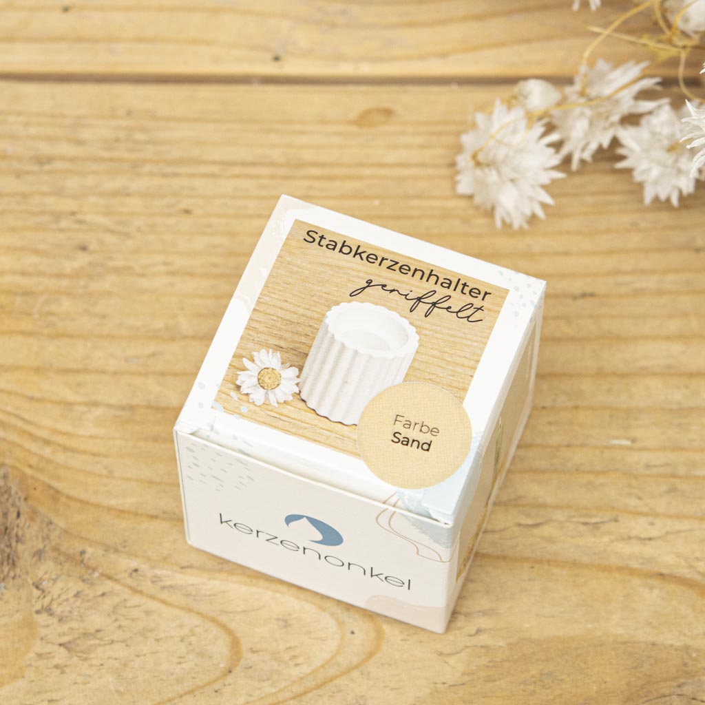 Stabkerzenhalter geriffelt mit Verpackung
