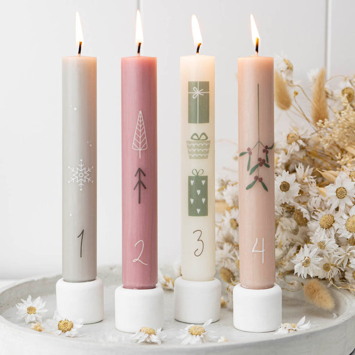 Stabkerzenhalter Set modern als Adventsdeko mit vier Kerzen