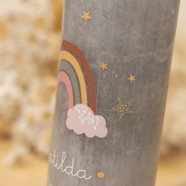 Sternenkind-Kerze mit Regenbogen und Wölkchen