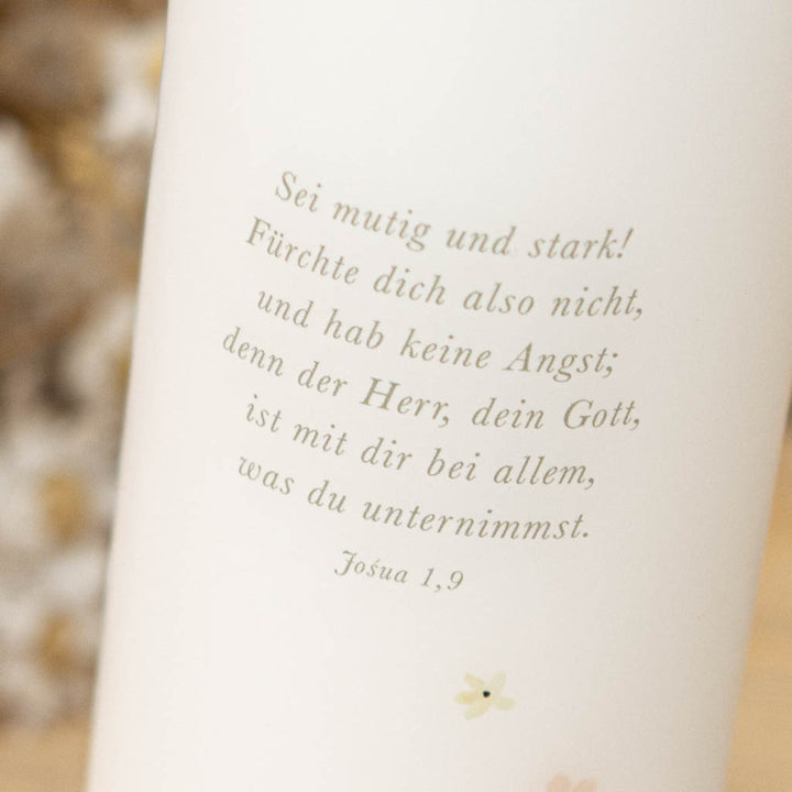 Taufkerze Fuchs mit Taufspruch Josua 1,9