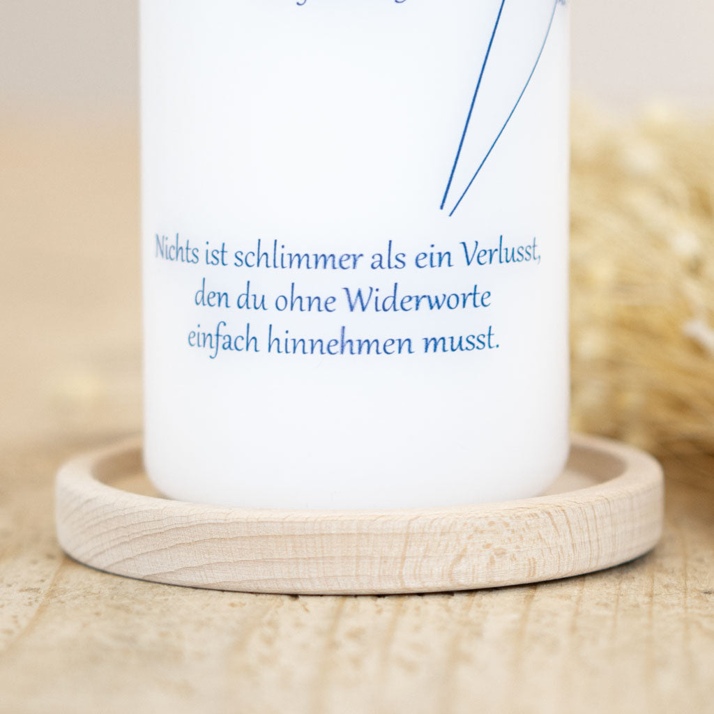 Trauerkerze Pusteblume mit einem Trauerspruch