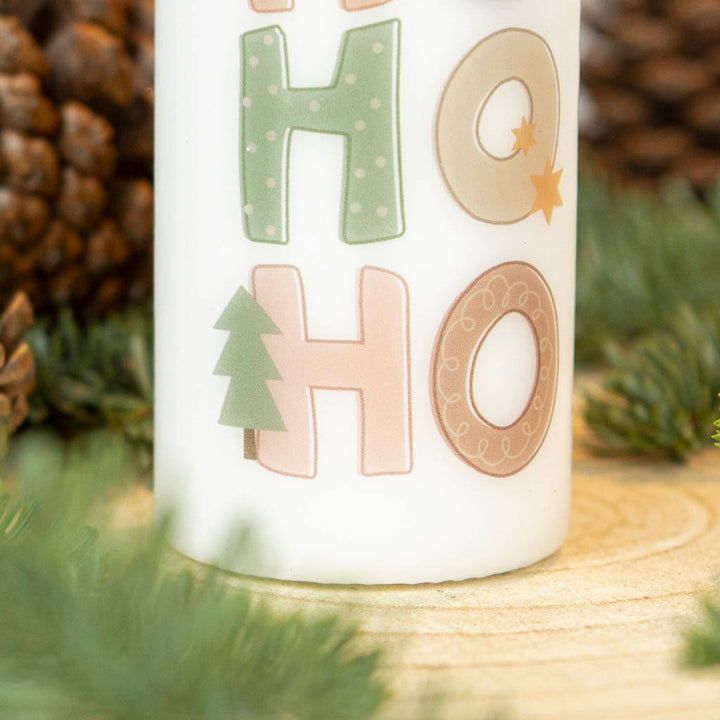 Weihnachtskerze Tannenbaum Ho ho ho