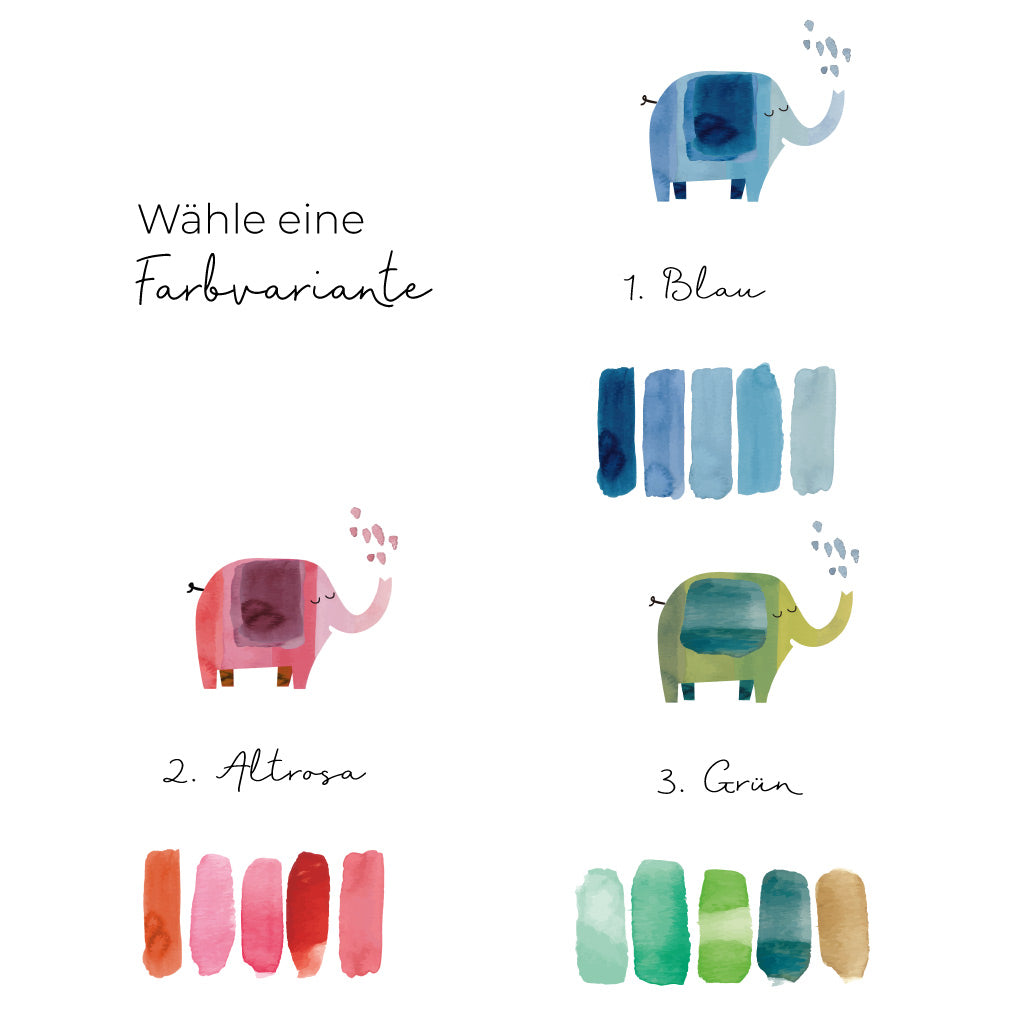 Taufkerze Elefant in vier Farbwelten zur Auswahl