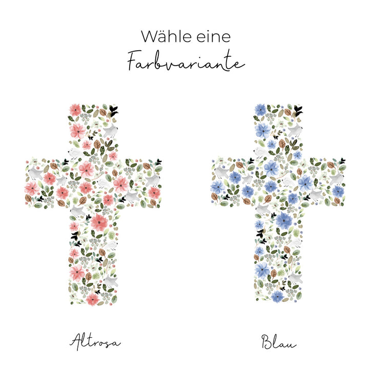 Farbvarianten der Taufkerze Romy: Altrosa und Blau