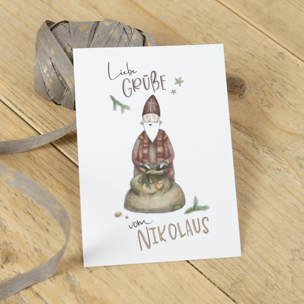 Passende Grußkarte zur Adventskerze Nikolaus