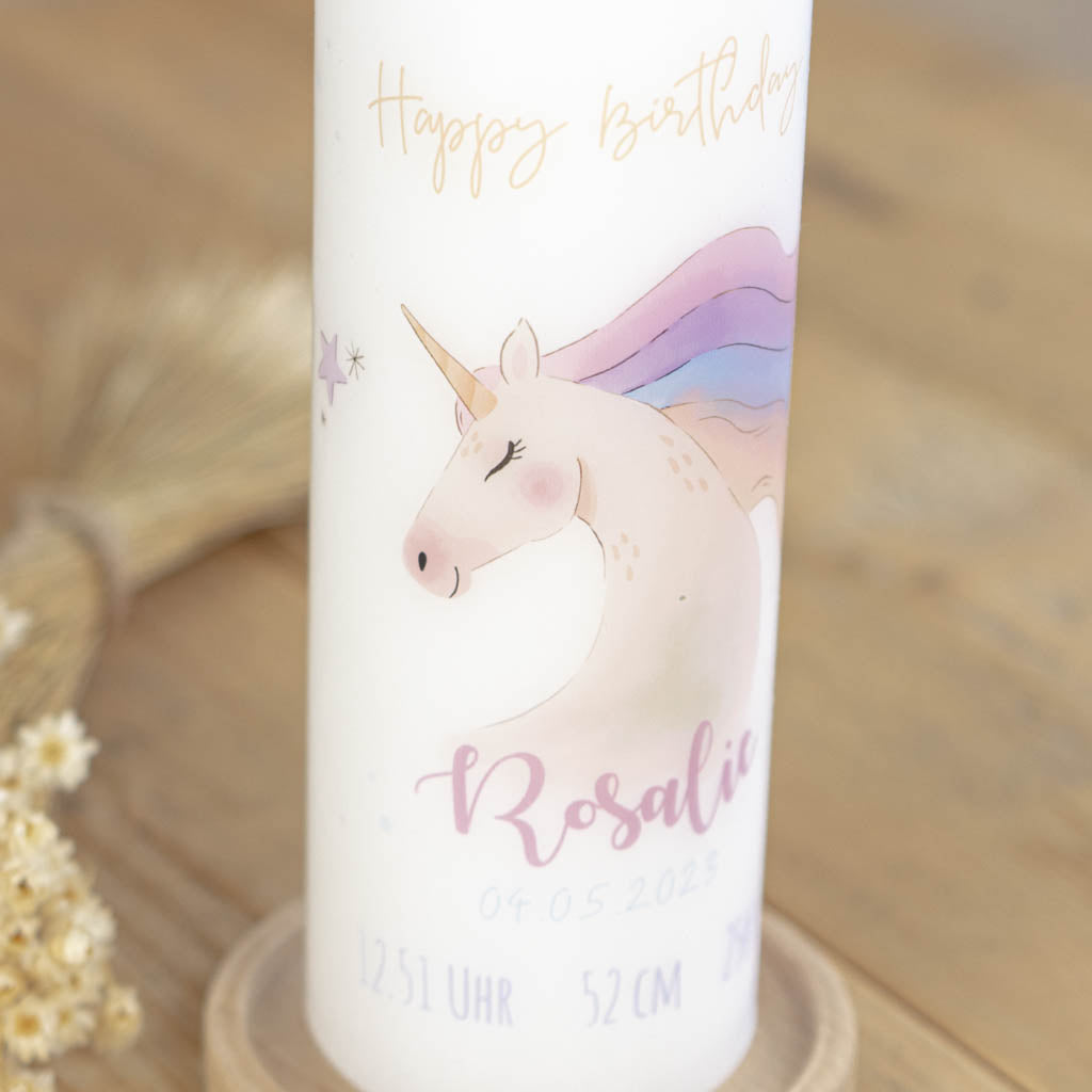 Einhorn Geburtstagskerze zur Geburt