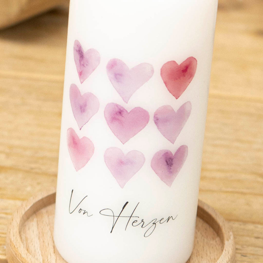 Geschenkkerze von Herzen in Altrosa