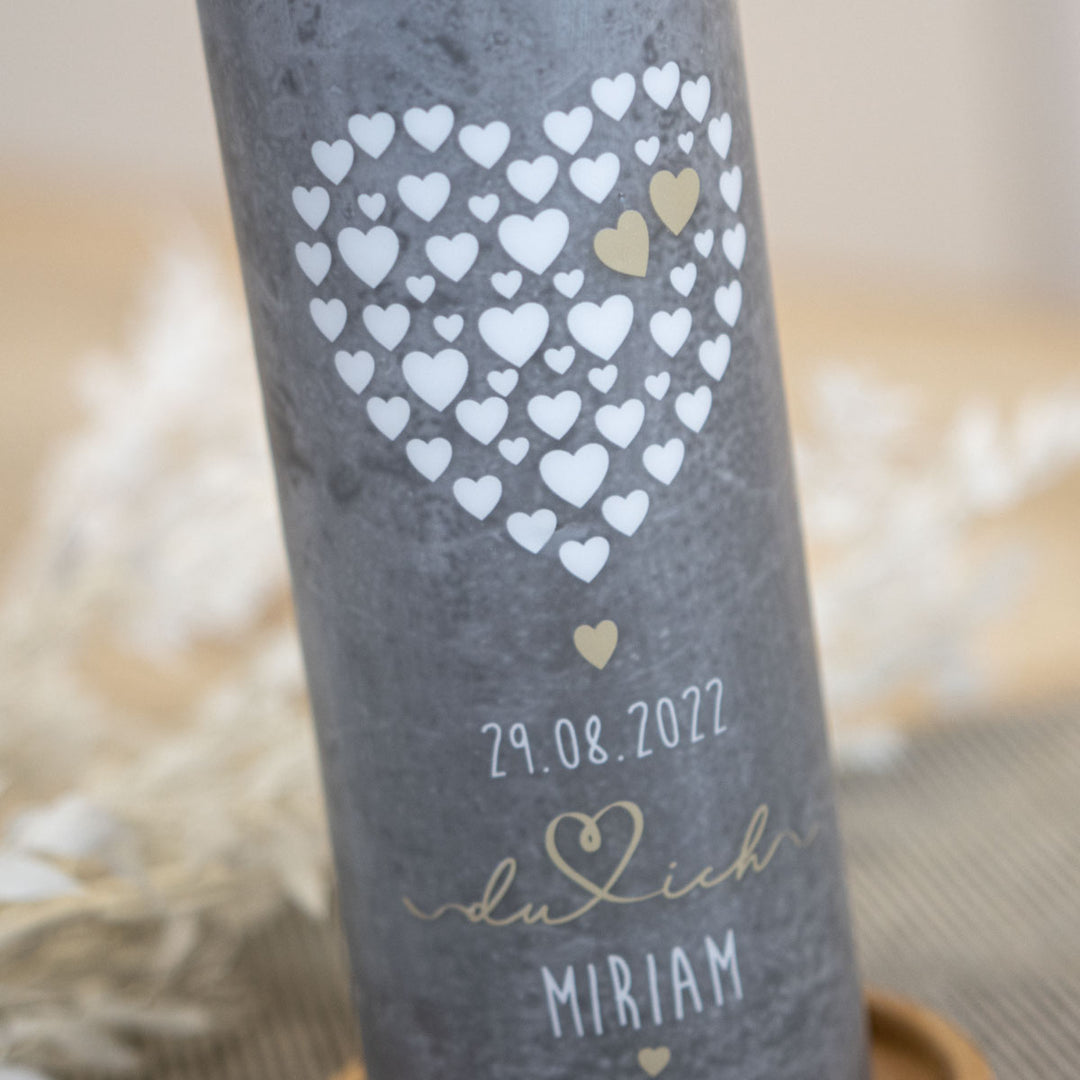 Hochzeitskerze Du und ich auf Rustic-Kerze mit Namen und Datum