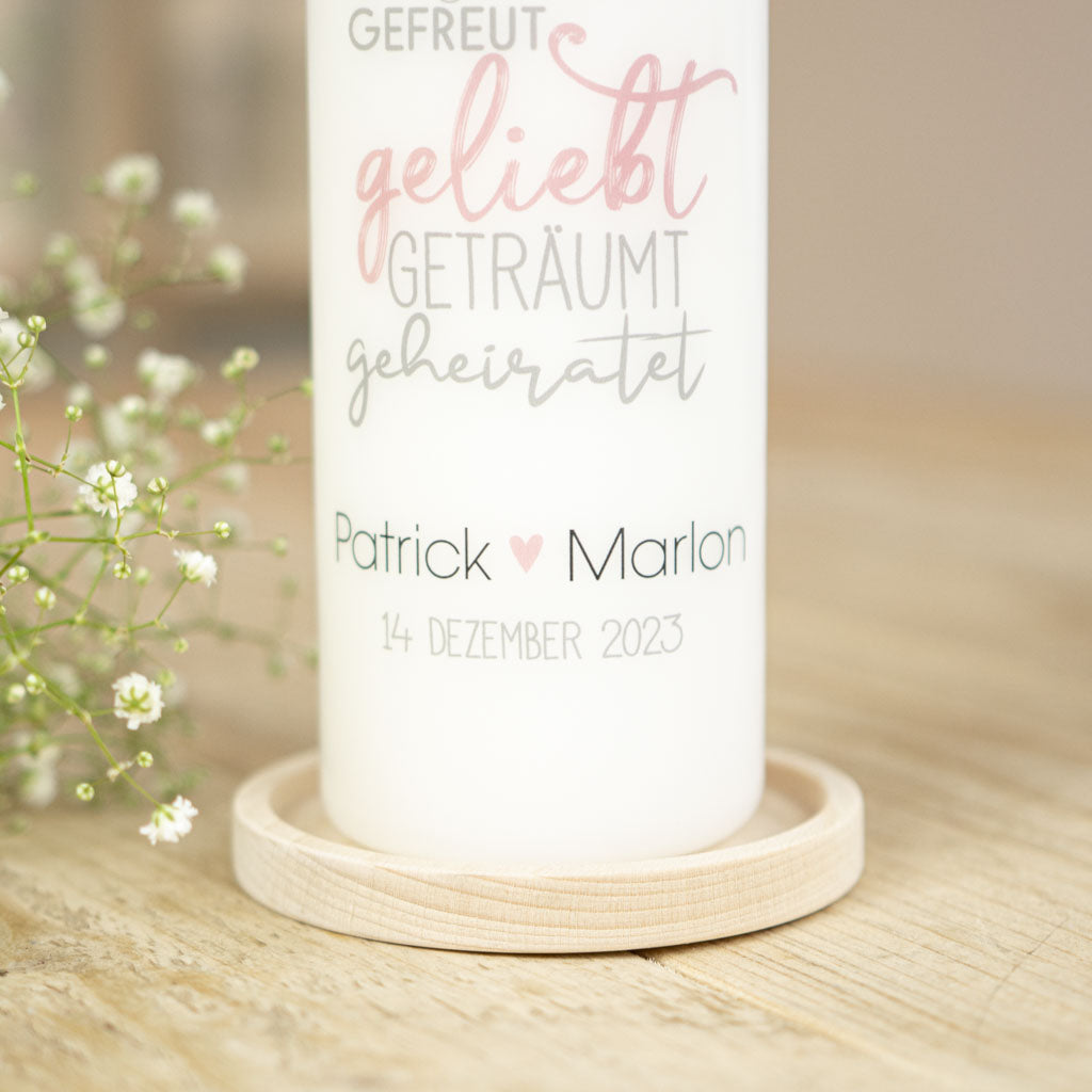 Hochzeitskerze Typo-Design Detailansicht