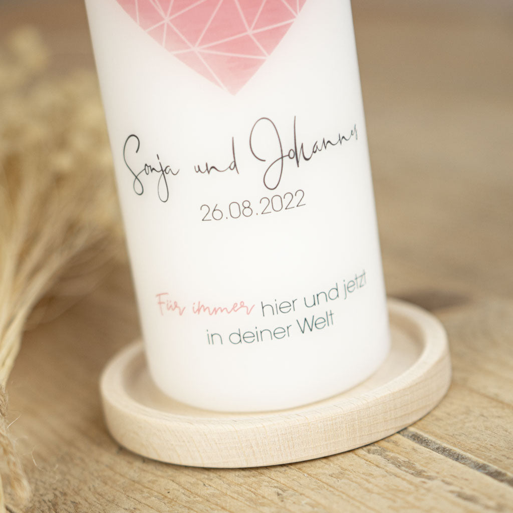 Hochzeitskerze Herz mit frei wählbarem Trauspruch