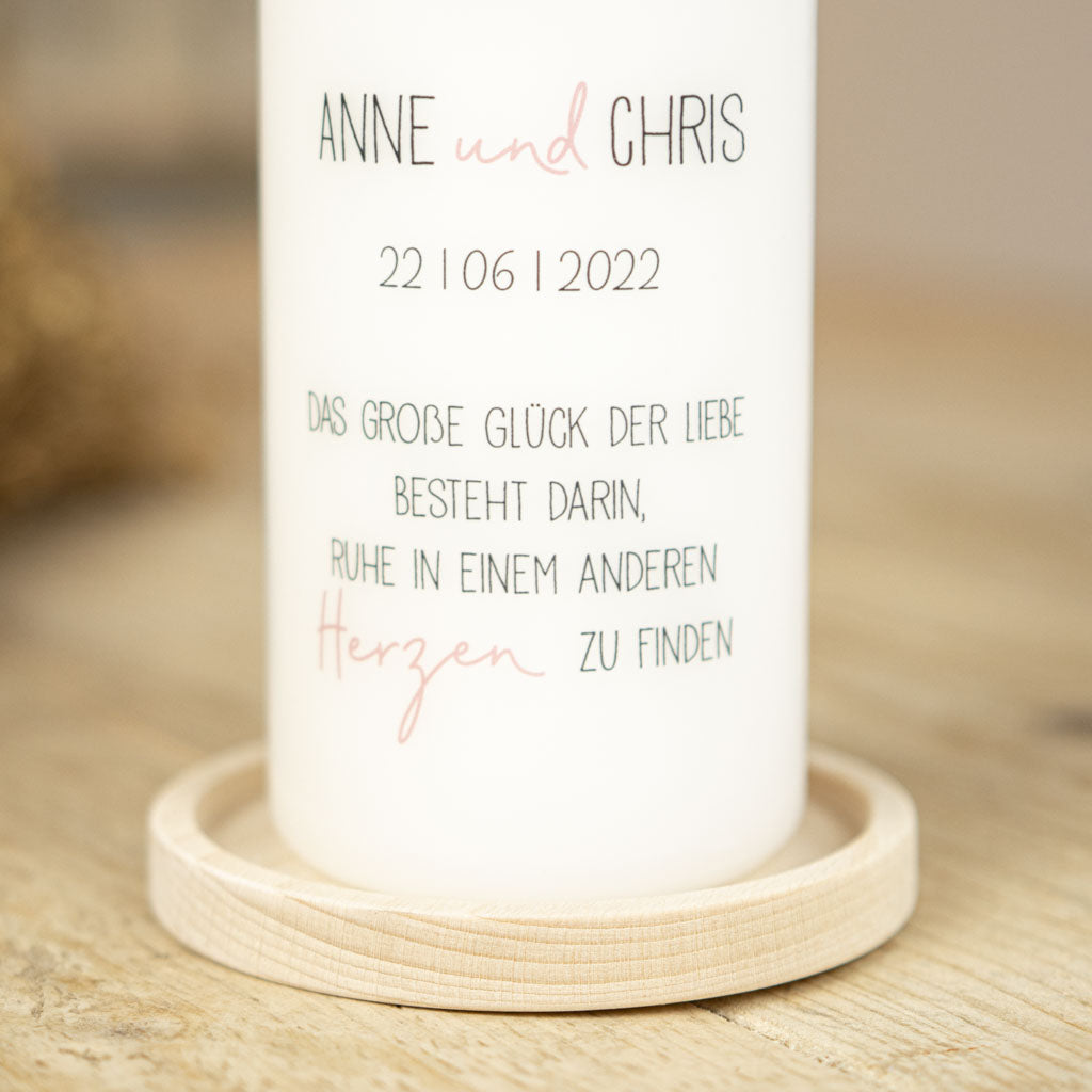 Frei wahlbarer Trauspruch auf der Hochzeitskerze JA