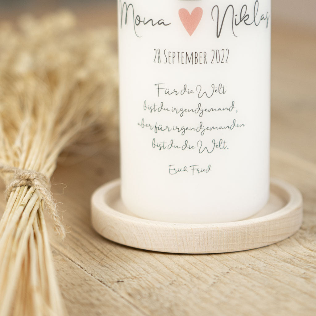 Hochzeitskerze Lebensbaum mit Trauspruch