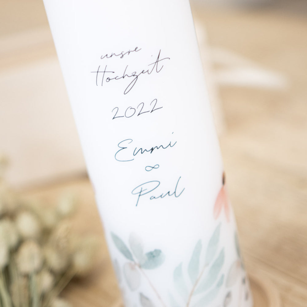 Hochzeitskerze mit umlaufender Wildblumenwiese