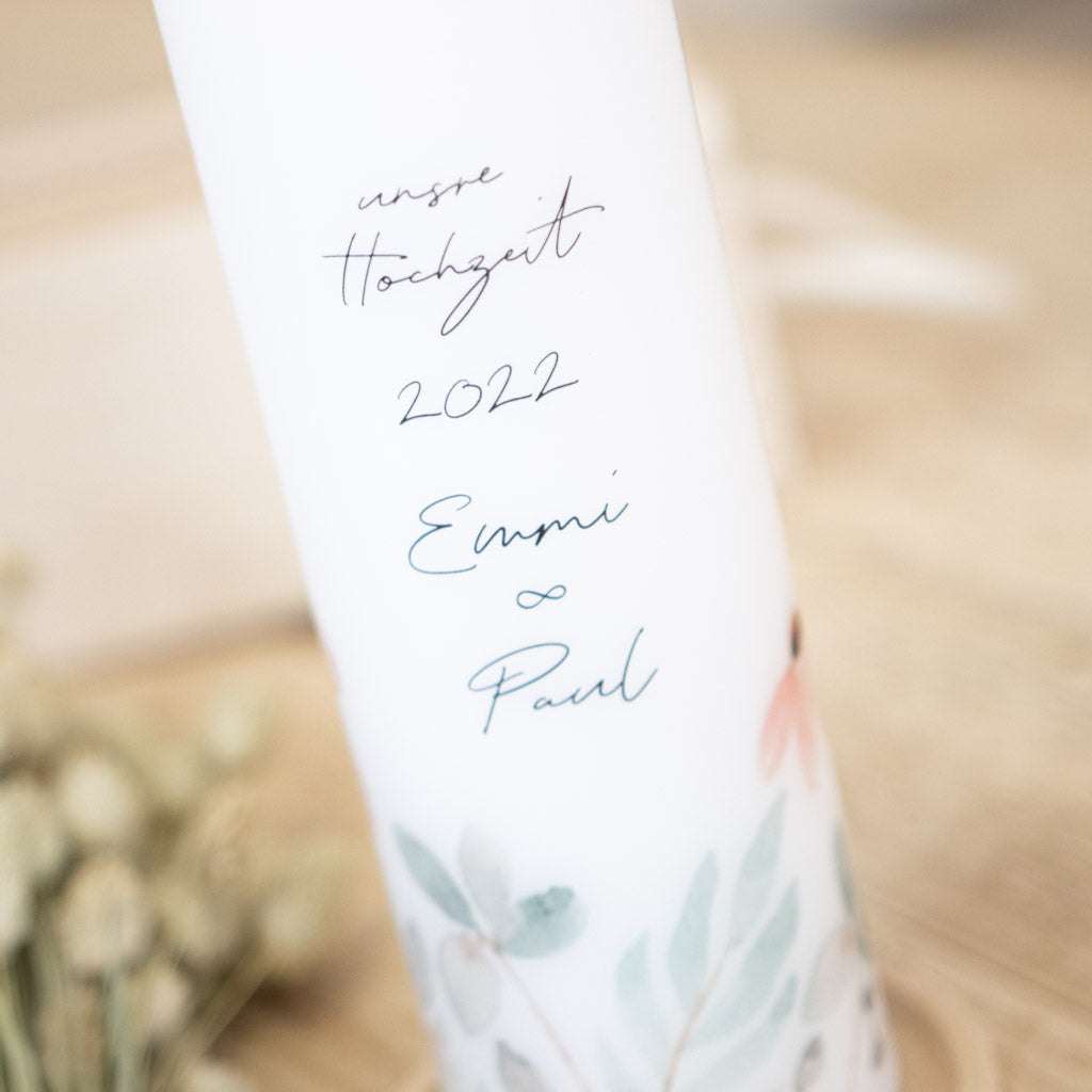 Hochzeitskerze mit umlaufender Wildblumenwiese