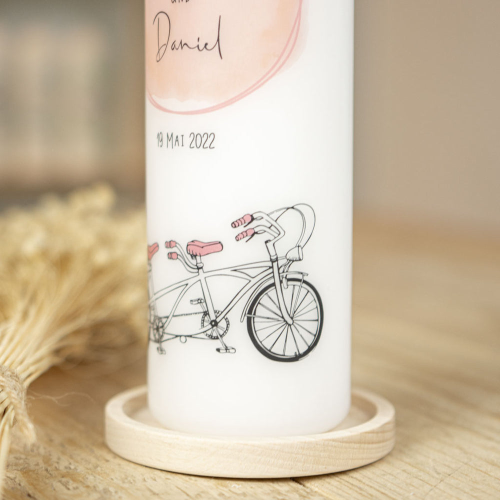 Hochzeitskerze Tandem Fahrrad-Liniengrafik