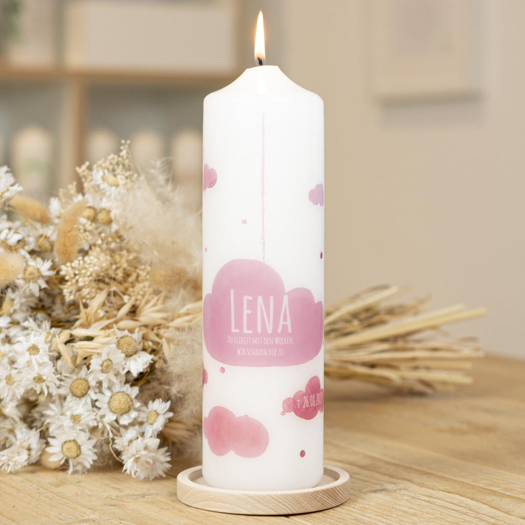 Trauerkerze Sternenkind mit rosa Aquarell-Wolken