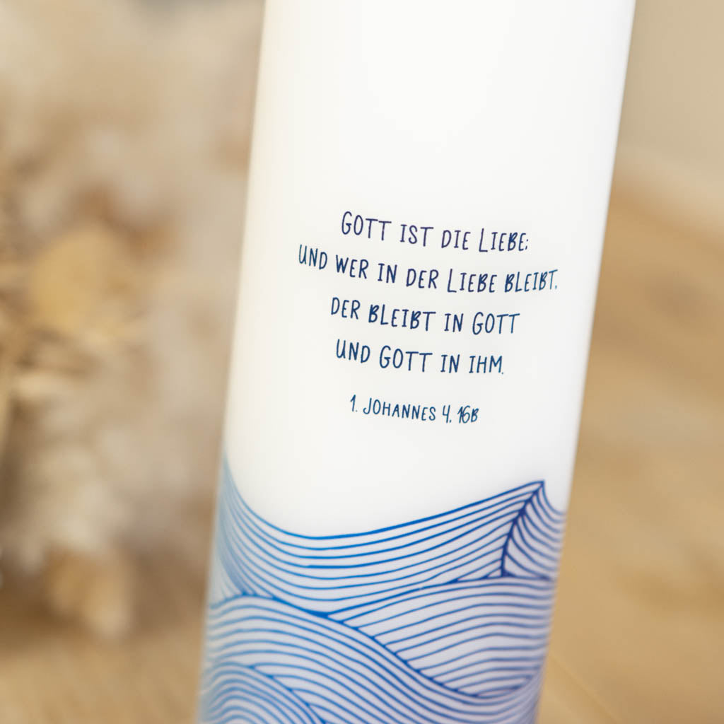 Taufspruch über den blauen Wellen auf der Rückseite