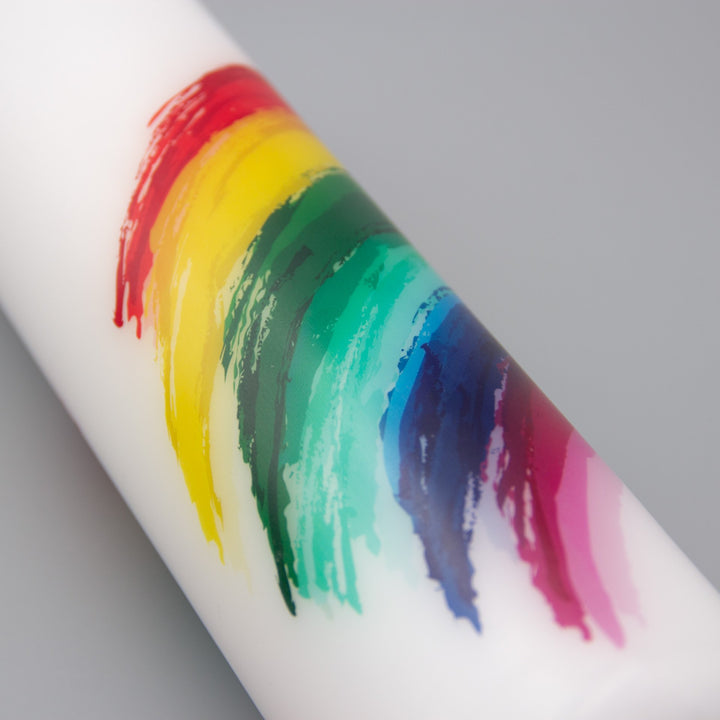 Personalisierte Taufkerze Regenbogen in Knallfarben