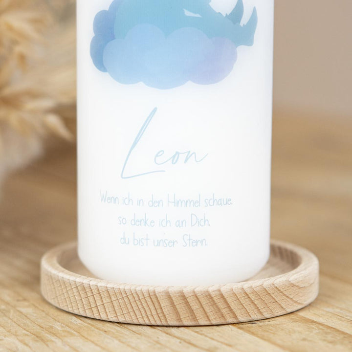 Trauerkerze Sternenkind Junge mit Name Leon und Spruch